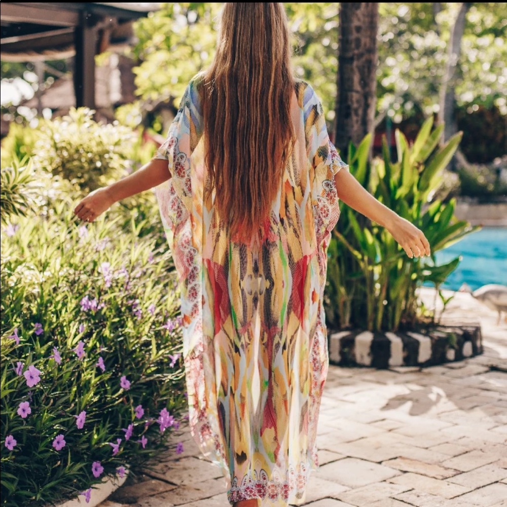 New! Gold dust Woman Boho Kaftan Kimono Gown Co… - Picture 3 of 7